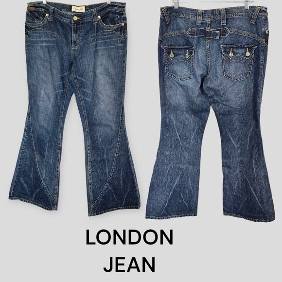 London Jean Premium Collection Womens Denim Jeans Bootcut 5 Flap Pockets 14 - Picture 1 of 16